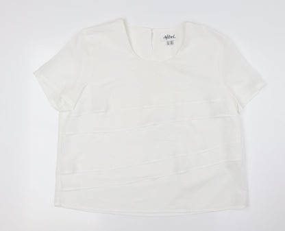 Afibel Womens White Polyester Basic Button-Up Size 16 Scoop Neck - Layered