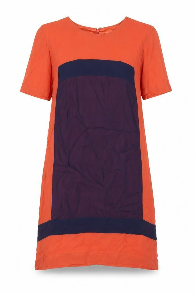 French Connection Womens Orange Viscose A-Line Size 10 Round Neck Zip