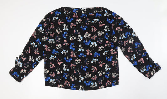Warehouse Womens Multicoloured Floral Polyester Basic Button-Up Size 14 Boat Neck