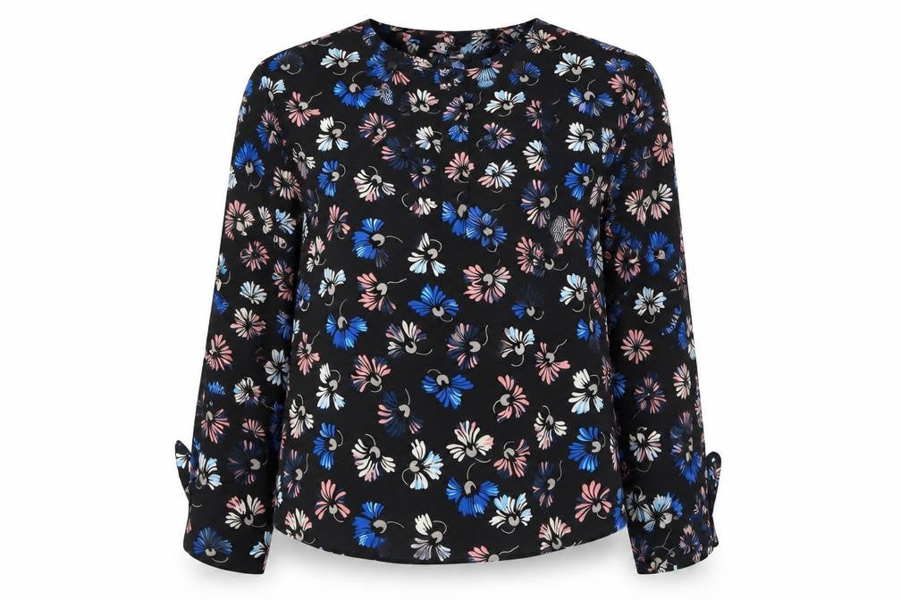 Warehouse Womens Multicoloured Floral Polyester Basic Button-Up Size 14 Boat Neck