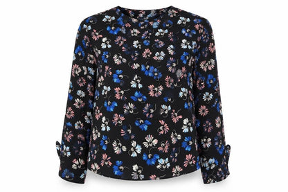 Warehouse Womens Multicoloured Floral Polyester Basic Button-Up Size 14 Boat Neck