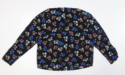 Warehouse Womens Multicoloured Floral Polyester Basic Button-Up Size 14 Boat Neck
