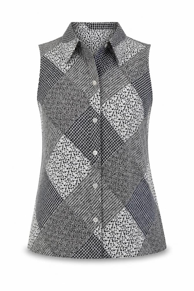 Paul Costelloe Womens Black Polyester Basic Button-Up Size L Cowl Neck
