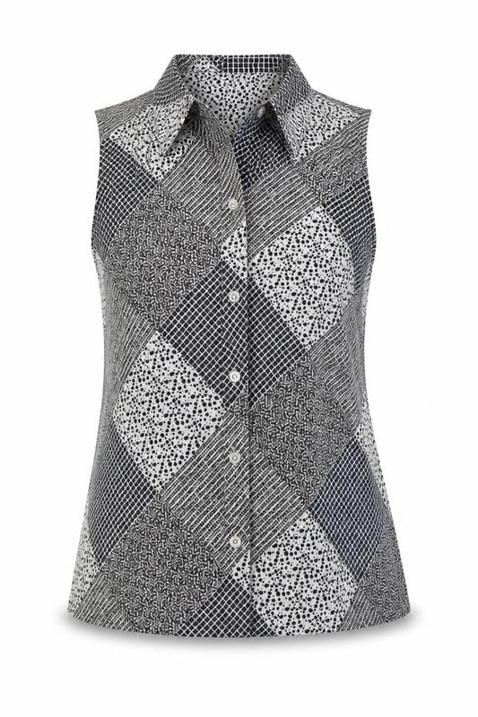 Paul Costelloe Womens Black Polyester Basic Button-Up Size L Cowl Neck