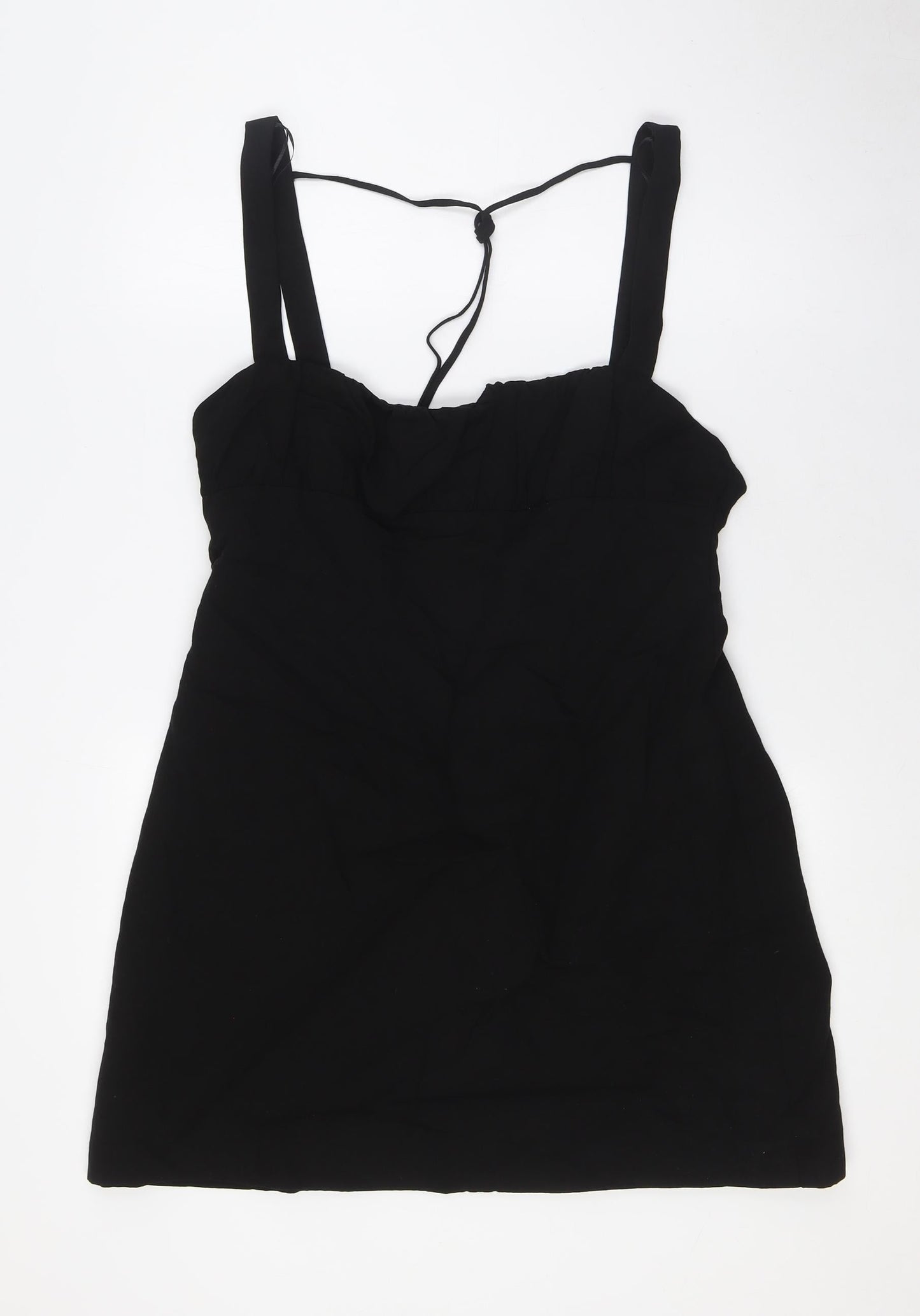 Zara Womens Black Polyester A-Line Size XL Square Neck Zip