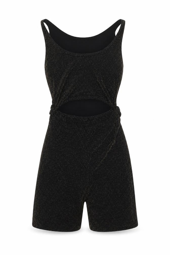 PRETTYLITTLETHING Womens Black Polyester Playsuit One-Piece Size 10 L8 in - Sparkle