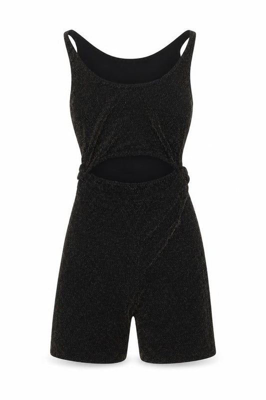 PRETTYLITTLETHING Womens Black Polyester Playsuit One-Piece Size 10 L8 in - Sparkle