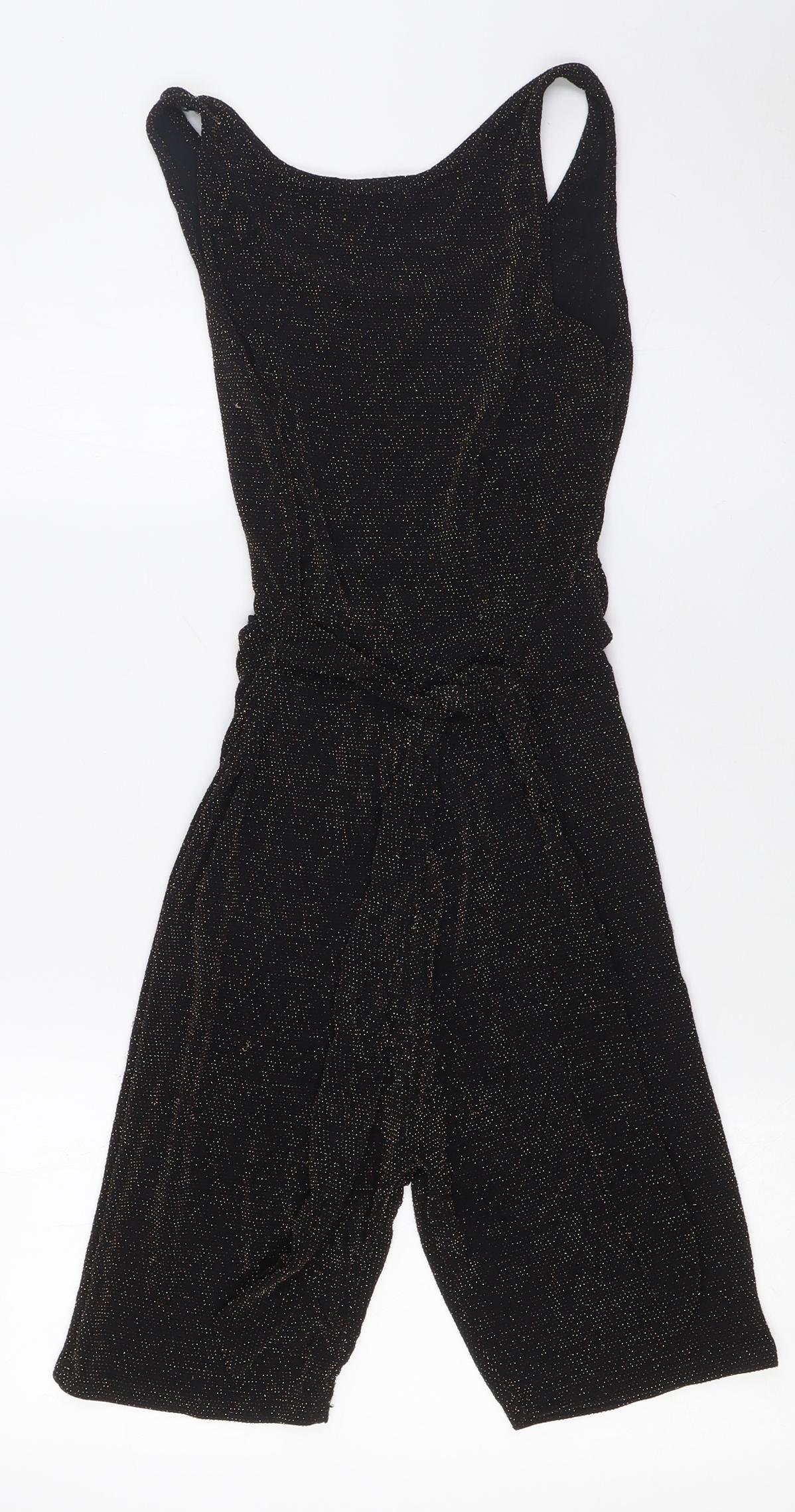 PRETTYLITTLETHING Womens Black Polyester Playsuit One-Piece Size 10 L8 in - Sparkle