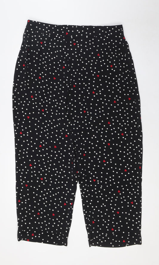 Marks and Spencer Womens Black Polka Dot Polyester Cami Pyjama Pants Size 18 - Hearts