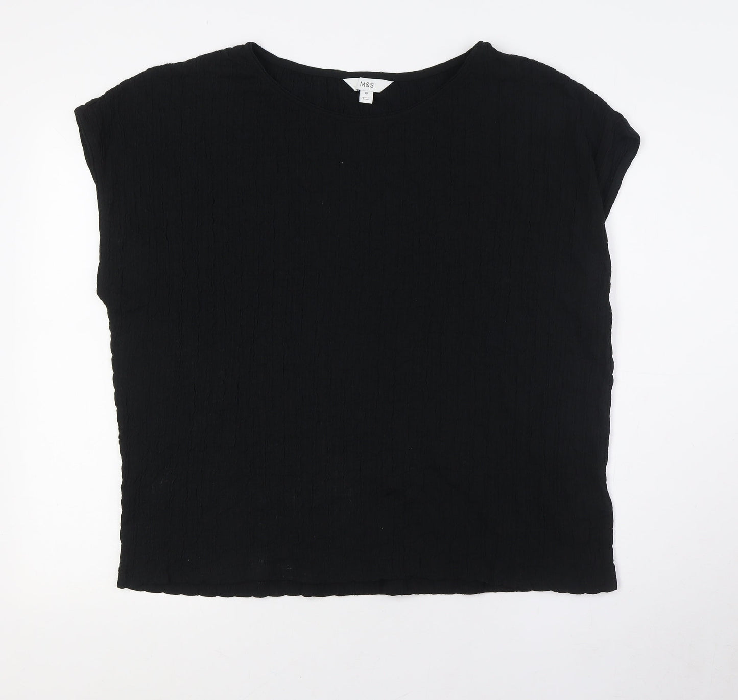 Marks and Spencer Womens Black Polyester Basic Button-Up Size 20 Boat Neck