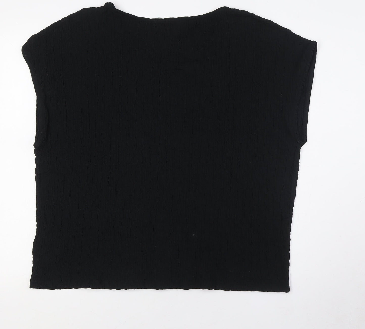 Marks and Spencer Womens Black Polyester Basic Button-Up Size 20 Boat Neck