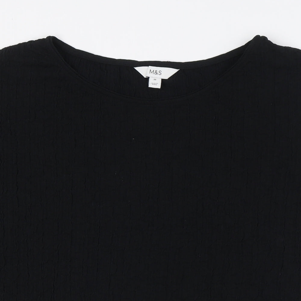 Marks and Spencer Womens Black Polyester Basic Button-Up Size 20 Boat Neck
