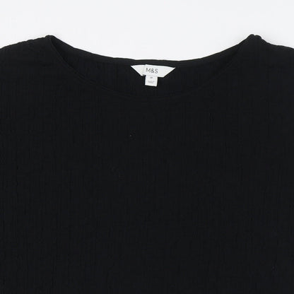 Marks & Spencer Womens Black Polyester Basic Button-Up Size 20 Boat Neck
