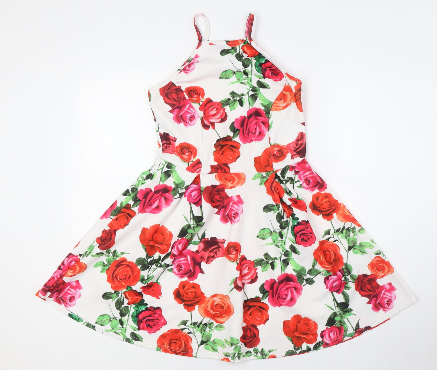 Select Womens Multicoloured Floral Polyester A-Line Size 10 Round Neck
