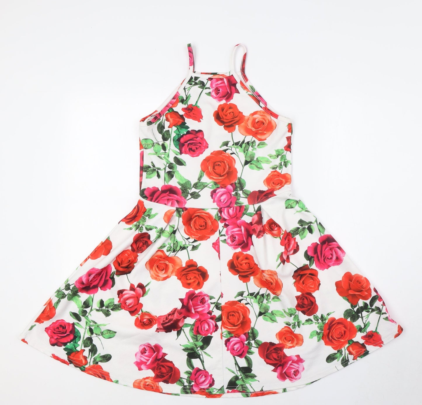 Select Womens Multicoloured Floral Polyester A-Line Size 10 Round Neck