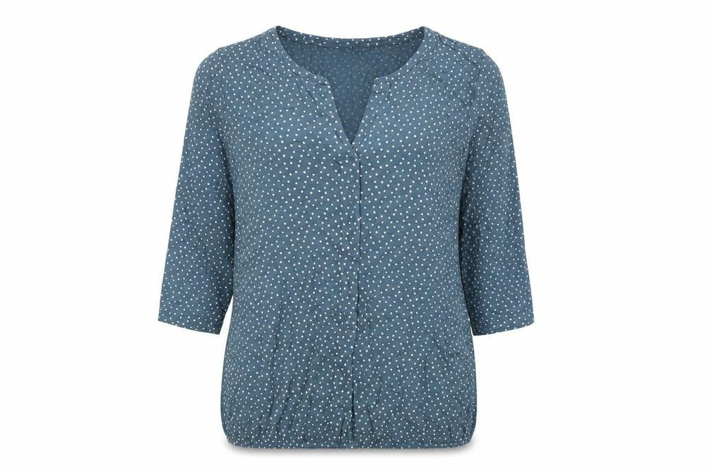 TOM TAILOR Womens Blue Polka Dot Cotton Basic Button-Up Size XL V-Neck