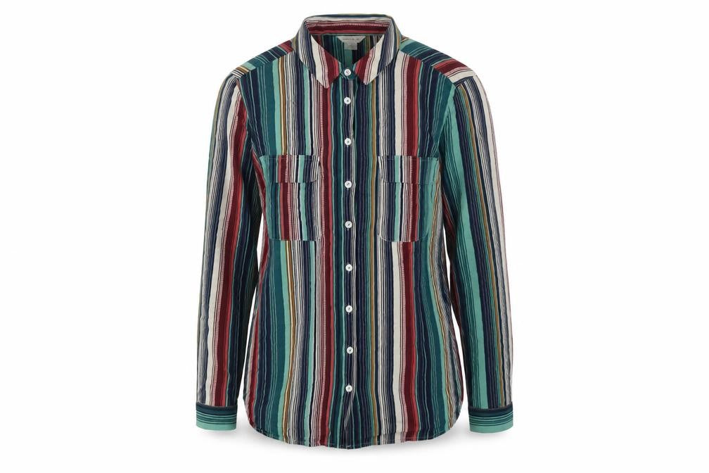 Monsoon Womens Multicoloured Striped Viscose Basic Button-Up Size 8 Collared