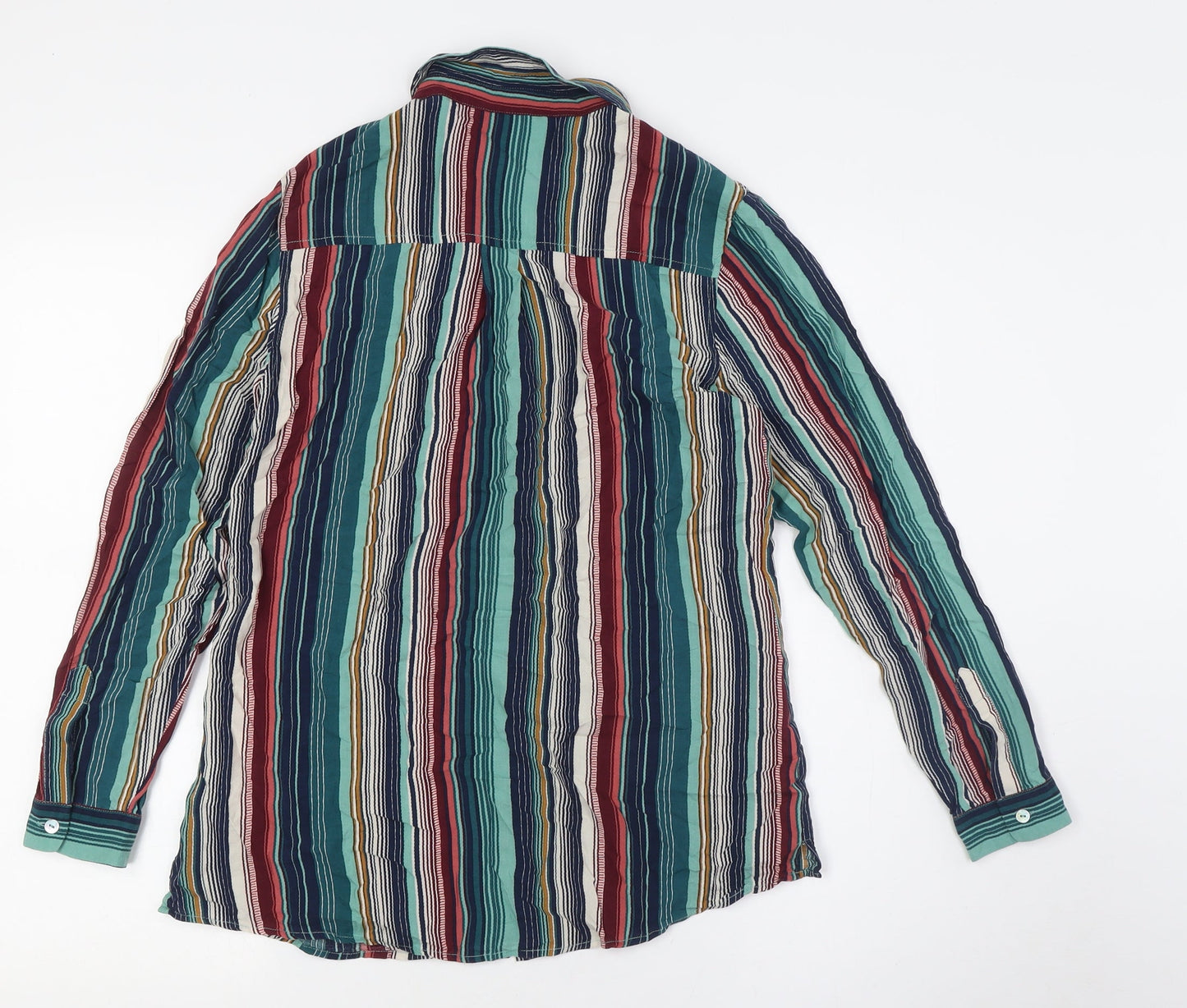Monsoon Womens Multicoloured Striped Viscose Basic Button-Up Size 8 Collared