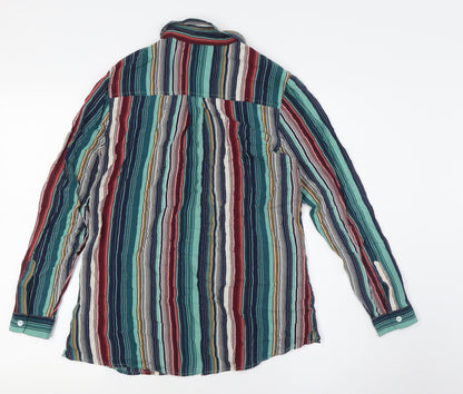 Monsoon Womens Multicoloured Striped Viscose Basic Button-Up Size 8 Collared