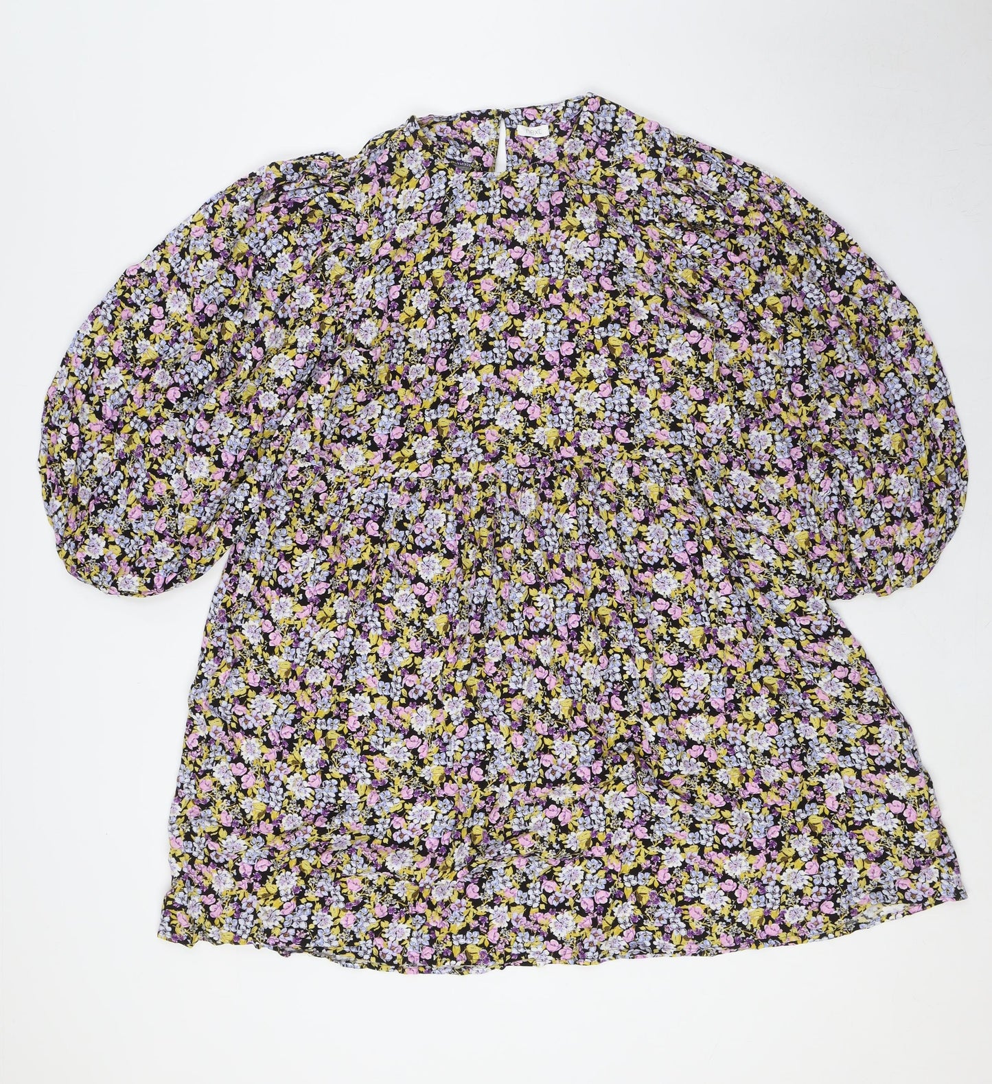 NEXT Girls Multicoloured Floral Viscose A-Line Size 16 Years Round Neck Button