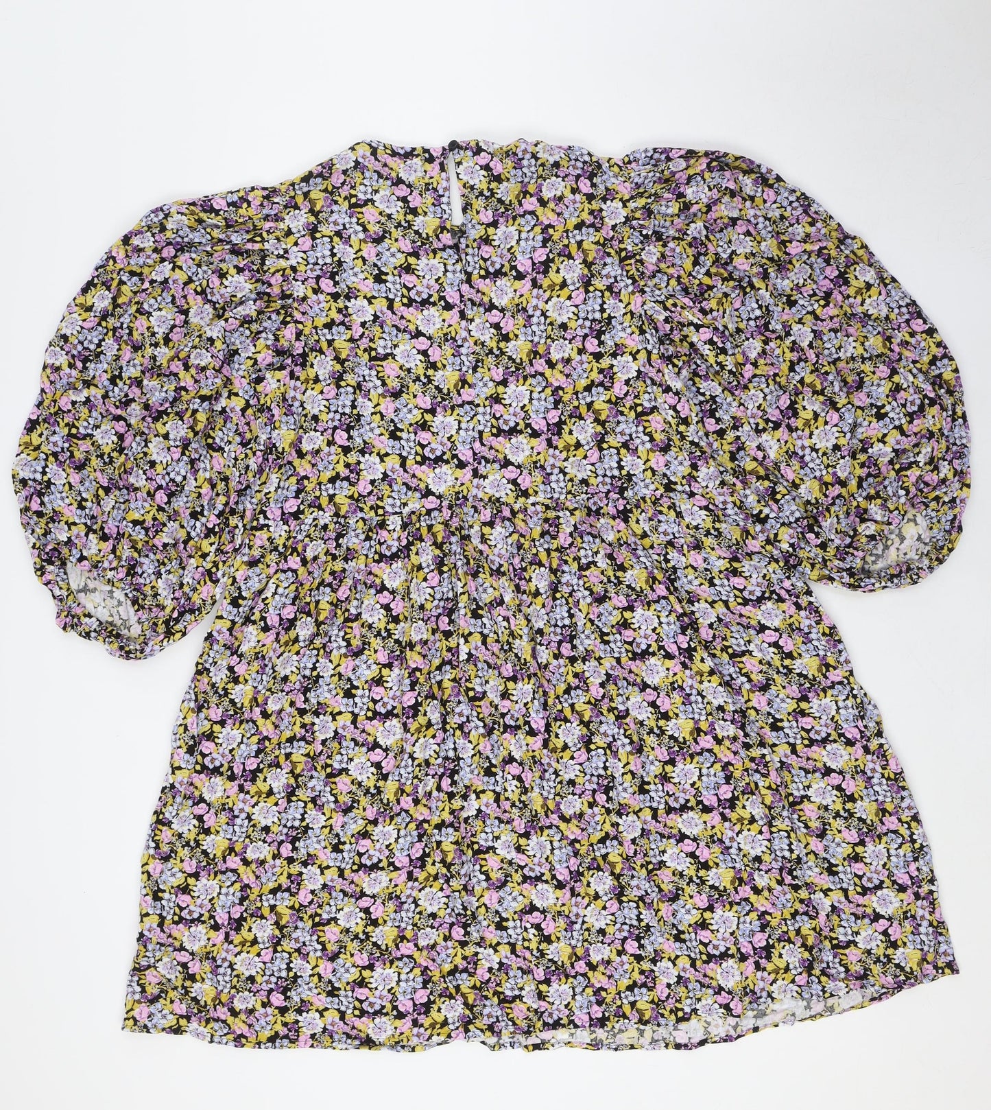 NEXT Girls Multicoloured Floral Viscose A-Line Size 16 Years Round Neck Button