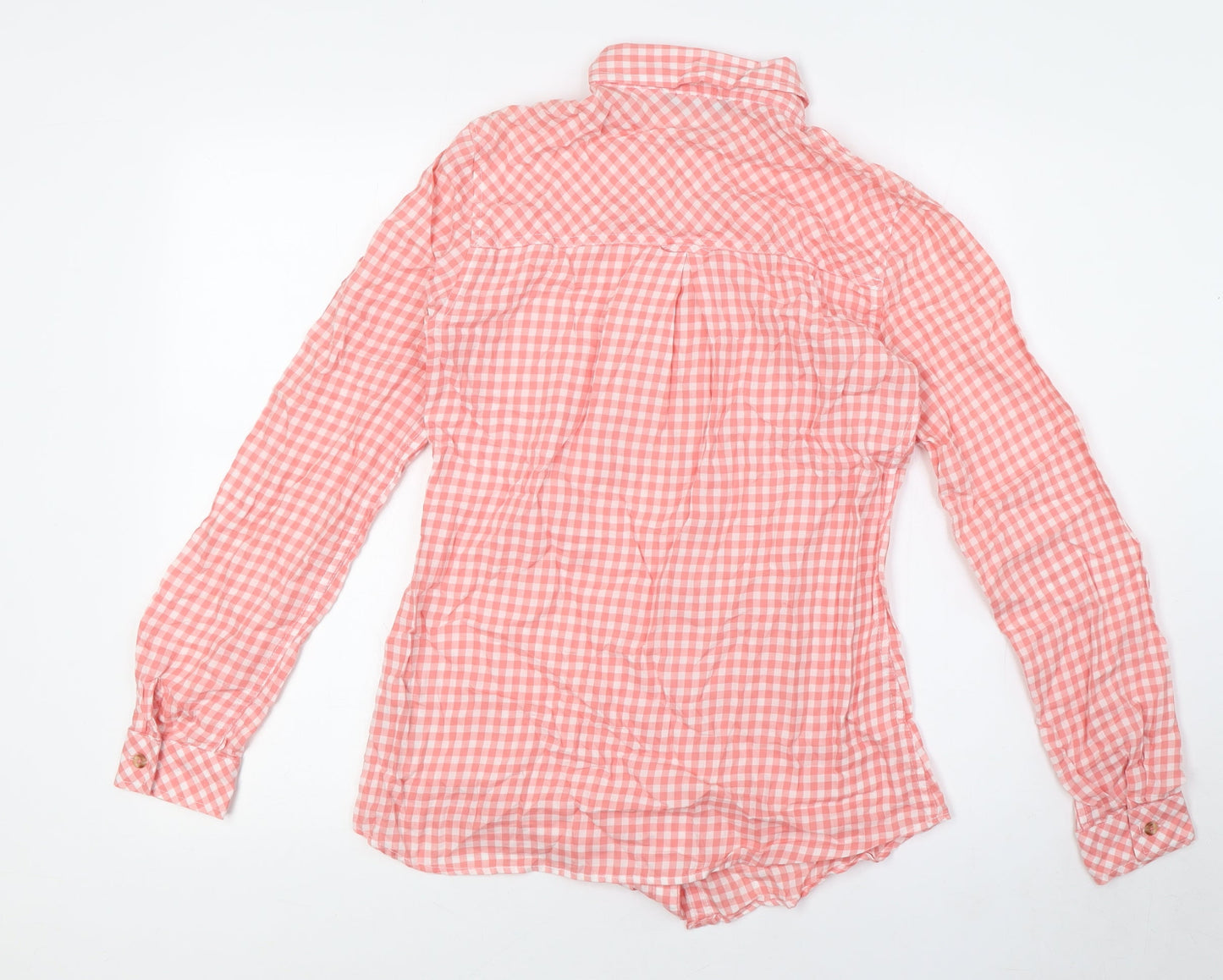 Marks and Spencer Womens Red Check Cotton Basic Button-Up Size 8 Collared
