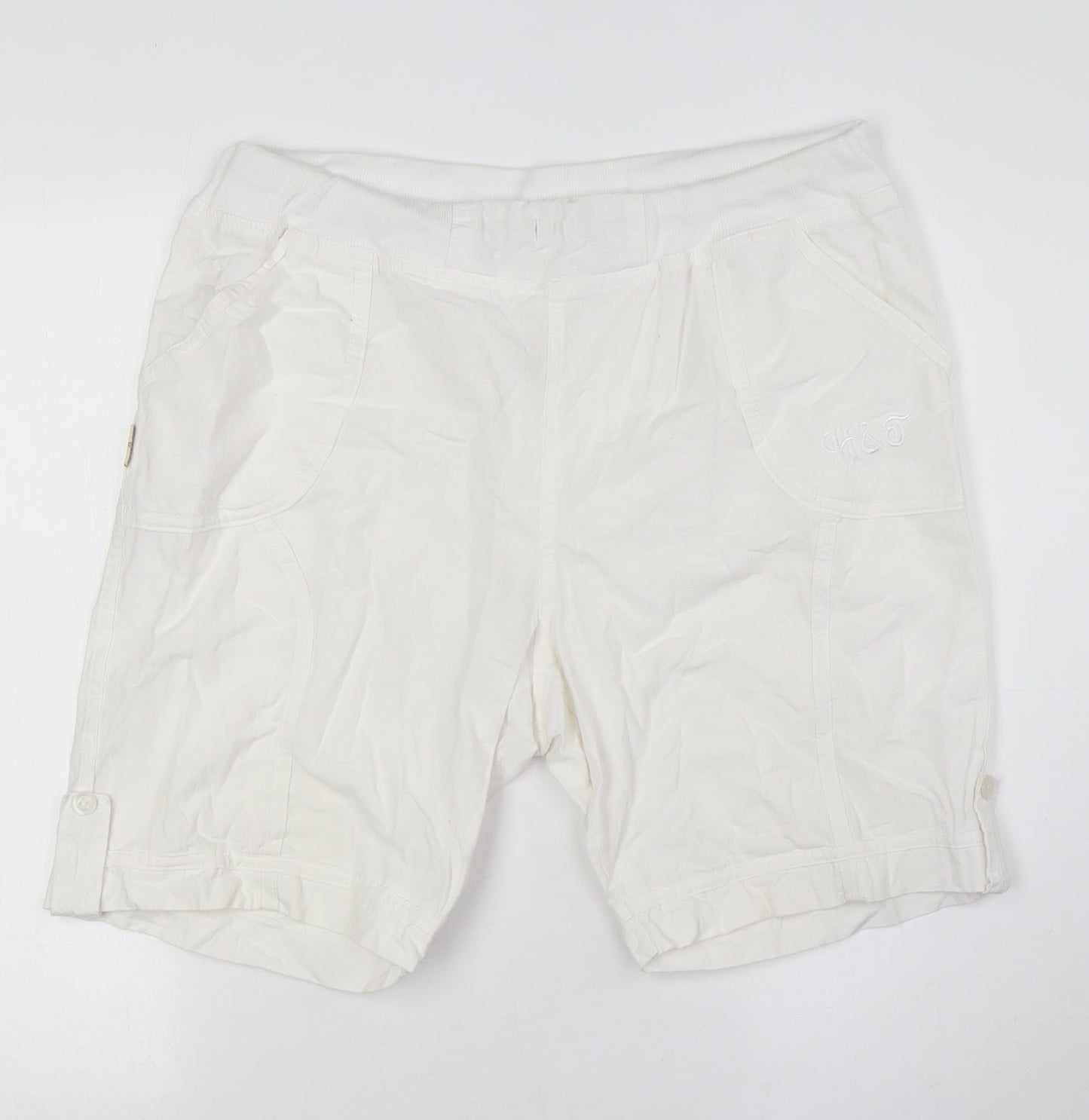 Halteks Womens White Cotton Basic Shorts Size XL L8 in Regular