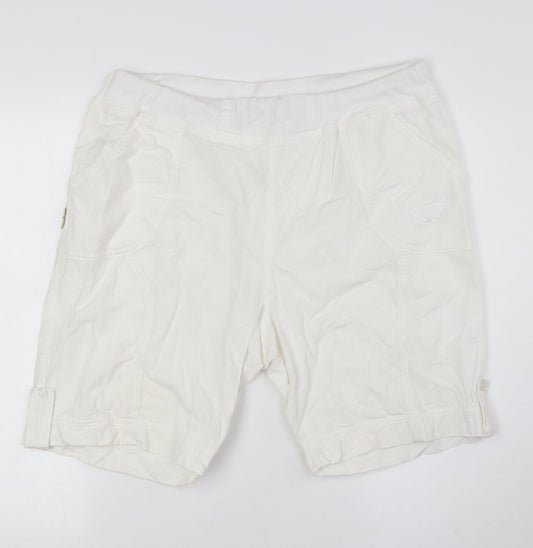 Halteks Womens White Cotton Basic Shorts Size XL L8 in Regular