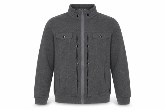 Whatlee Mens Grey Crew Neck Cotton Full Zip Jumper Size M Long Sleeve