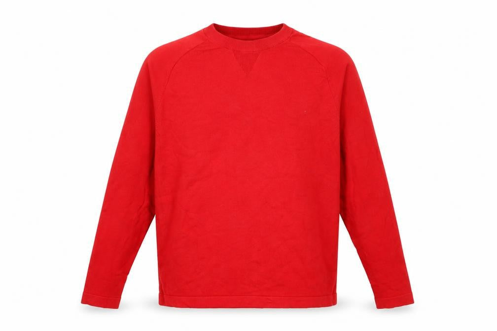 Red Herring Mens Red Crew Neck Cotton Pullover Jumper Size L Long Sleeve