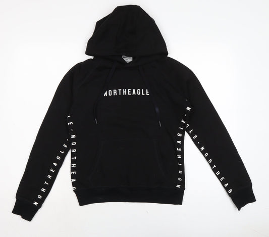 north eagle Womens Black Cotton Pullover Hoodie Size XS