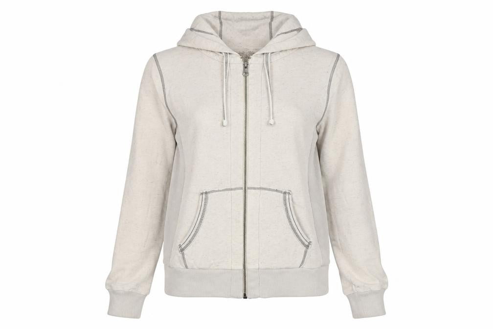 faithful & True Womens Ivory Cotton Full Zip Hoodie Size 12