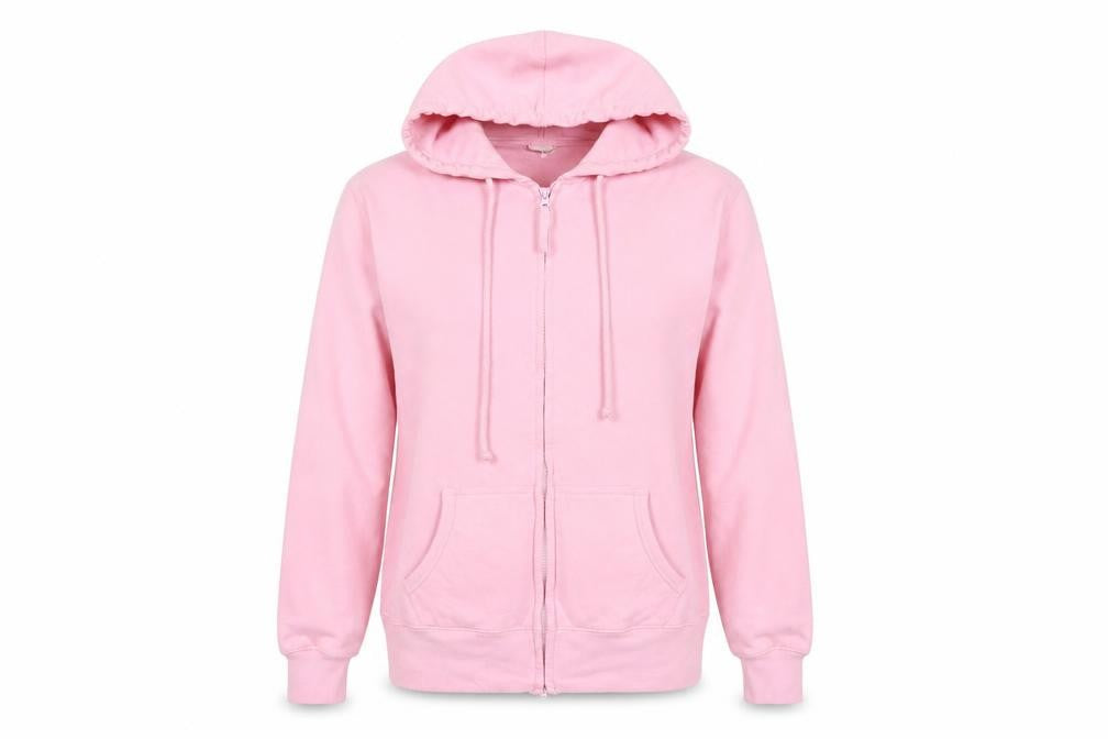 Just Hoods Womens Pink Houndstooth Cotton Full Zip Hoodie Size M