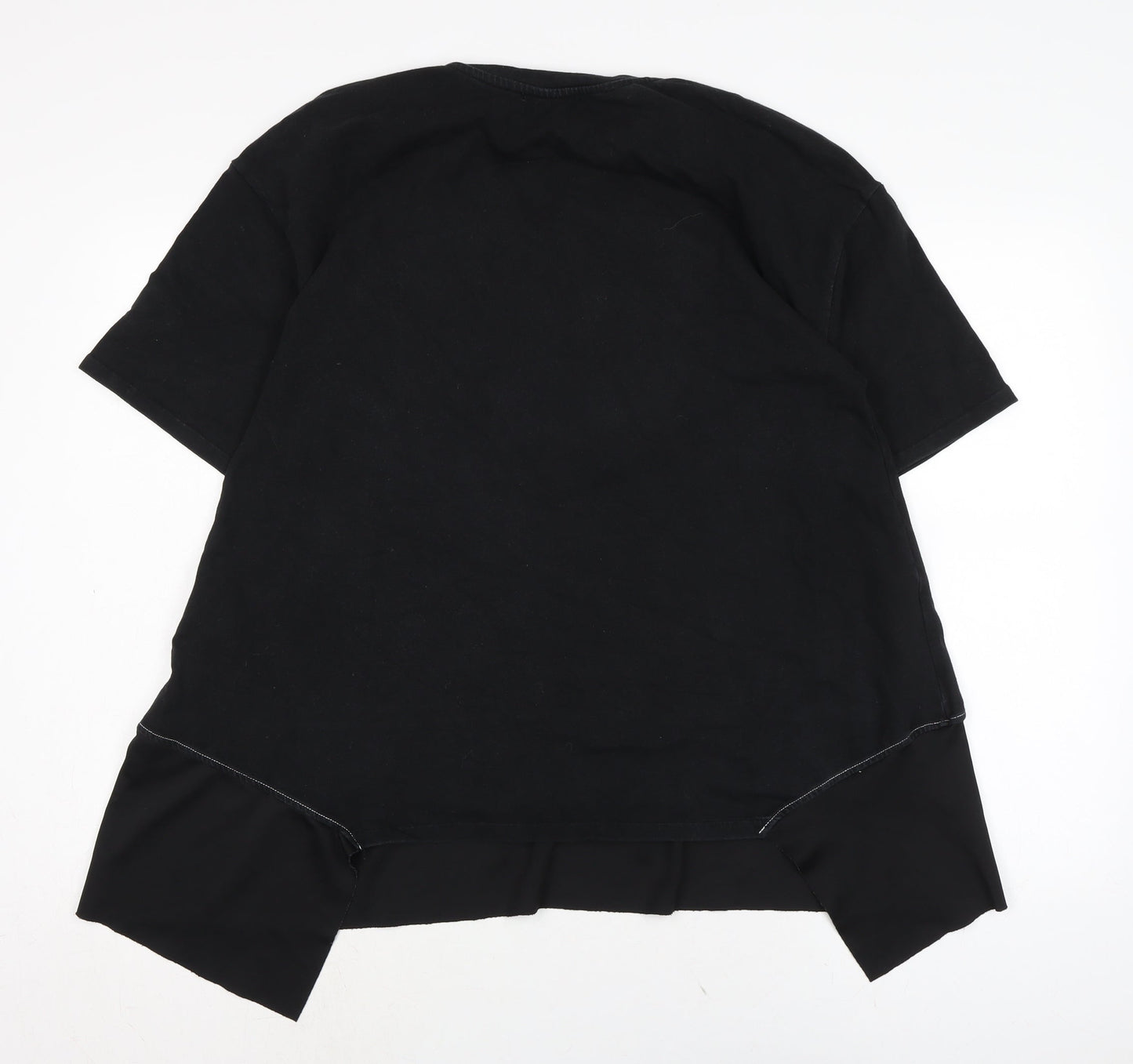 Zara Womens Black Cotton Basic T-Shirt Size L Crew Neck