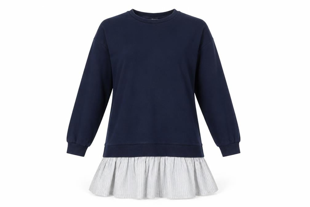 ASOS Womens Blue Cotton Jumper Dress Size 10 Crew Neck