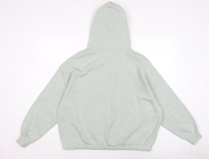 H&M Womens Green Cotton Pullover Hoodie Size M Drawstring