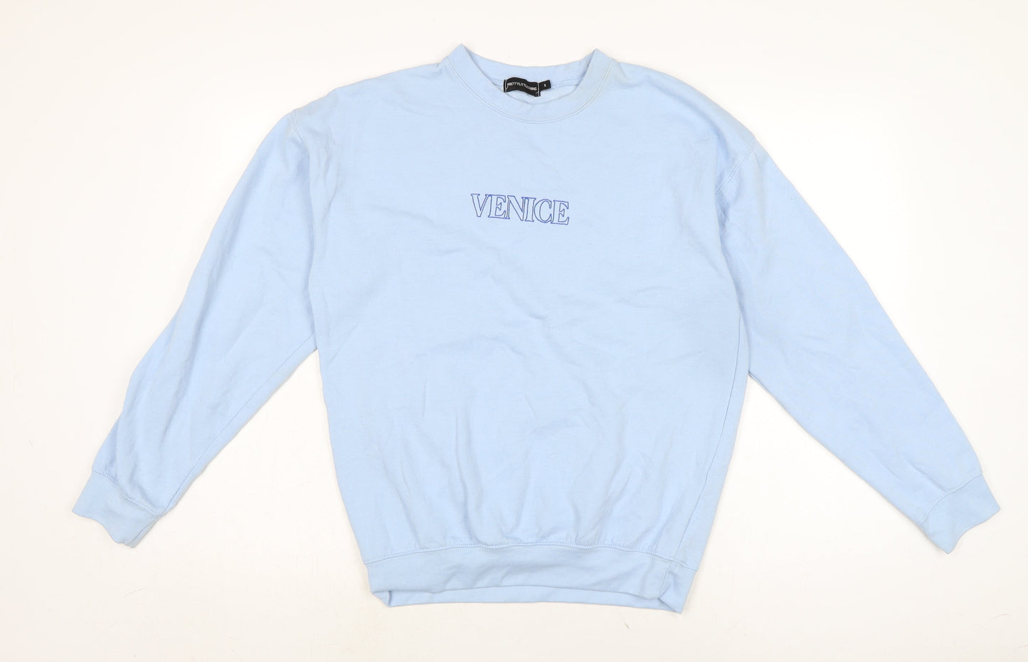 PRETTYLITTLETHING Womens Blue Cotton Pullover Sweatshirt Size S