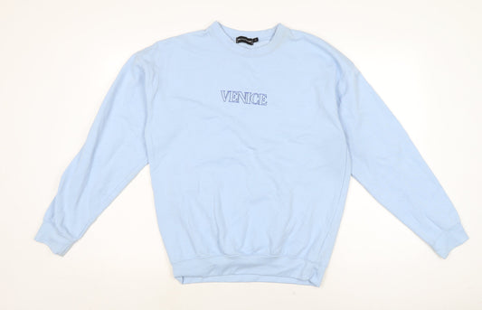 PRETTYLITTLETHING Womens Blue Cotton Pullover Sweatshirt Size S