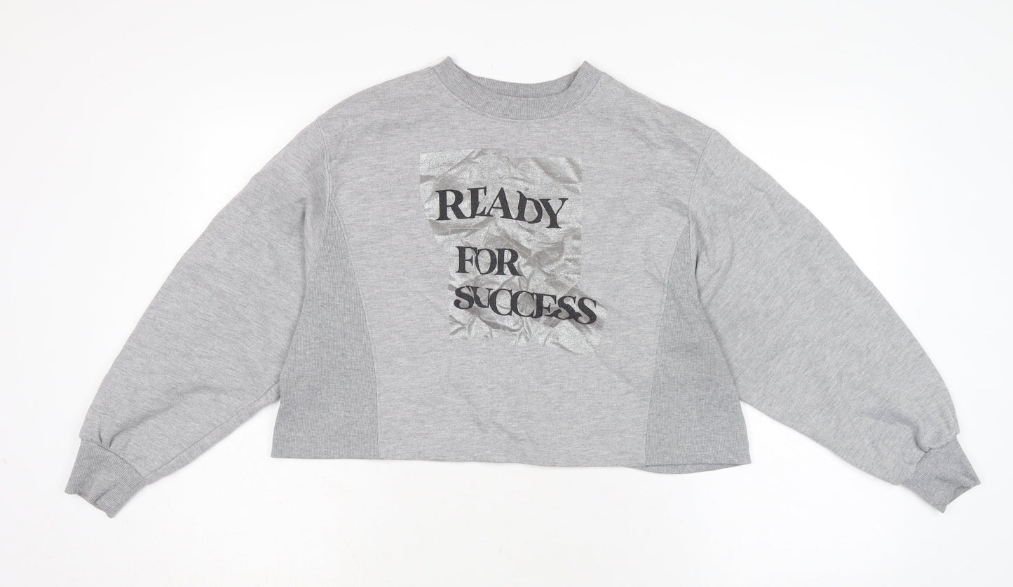 Zara Womens Grey Cotton Pullover Sweatshirt Size S