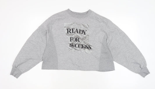 Zara Womens Grey Cotton Pullover Sweatshirt Size S