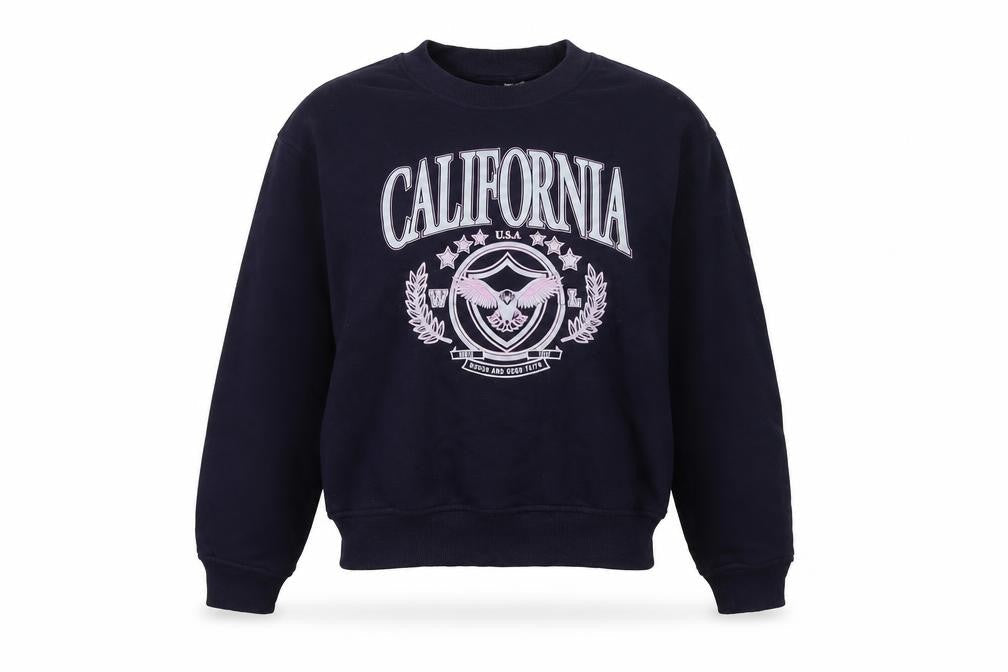 Divided Womens Blue Cotton Pullover Sweatshirt Size S