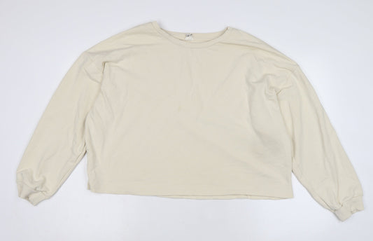 River Island Womens Ivory Cotton Pullover Sweatshirt Size 8