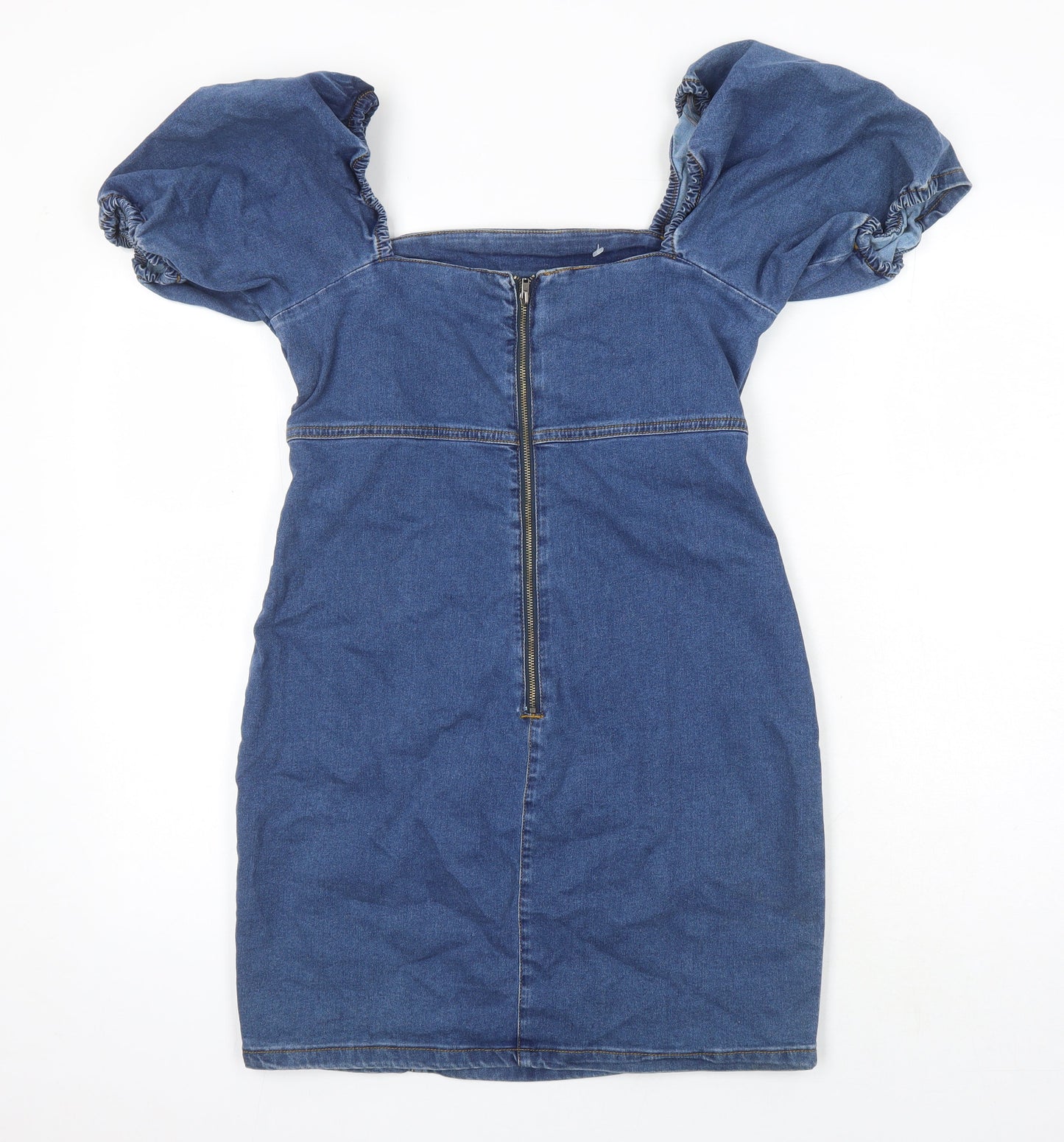 New Look Womens Blue Polyester Shift Size 14 Square Neck