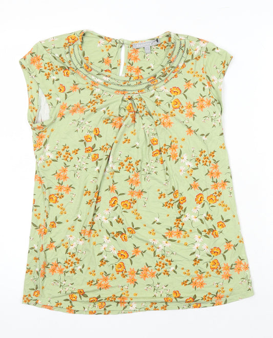 Daniel Rainn Womens Multicoloured Floral Viscose Tunic T-Shirt Size S Scoop Neck