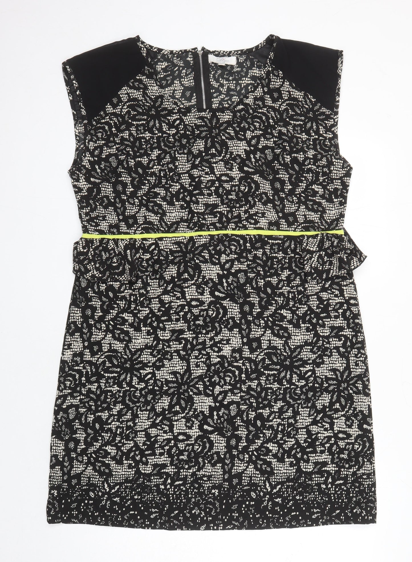 Diya Womens Multicoloured Geometric Polyester Shift Size 18 Scoop Neck Zip