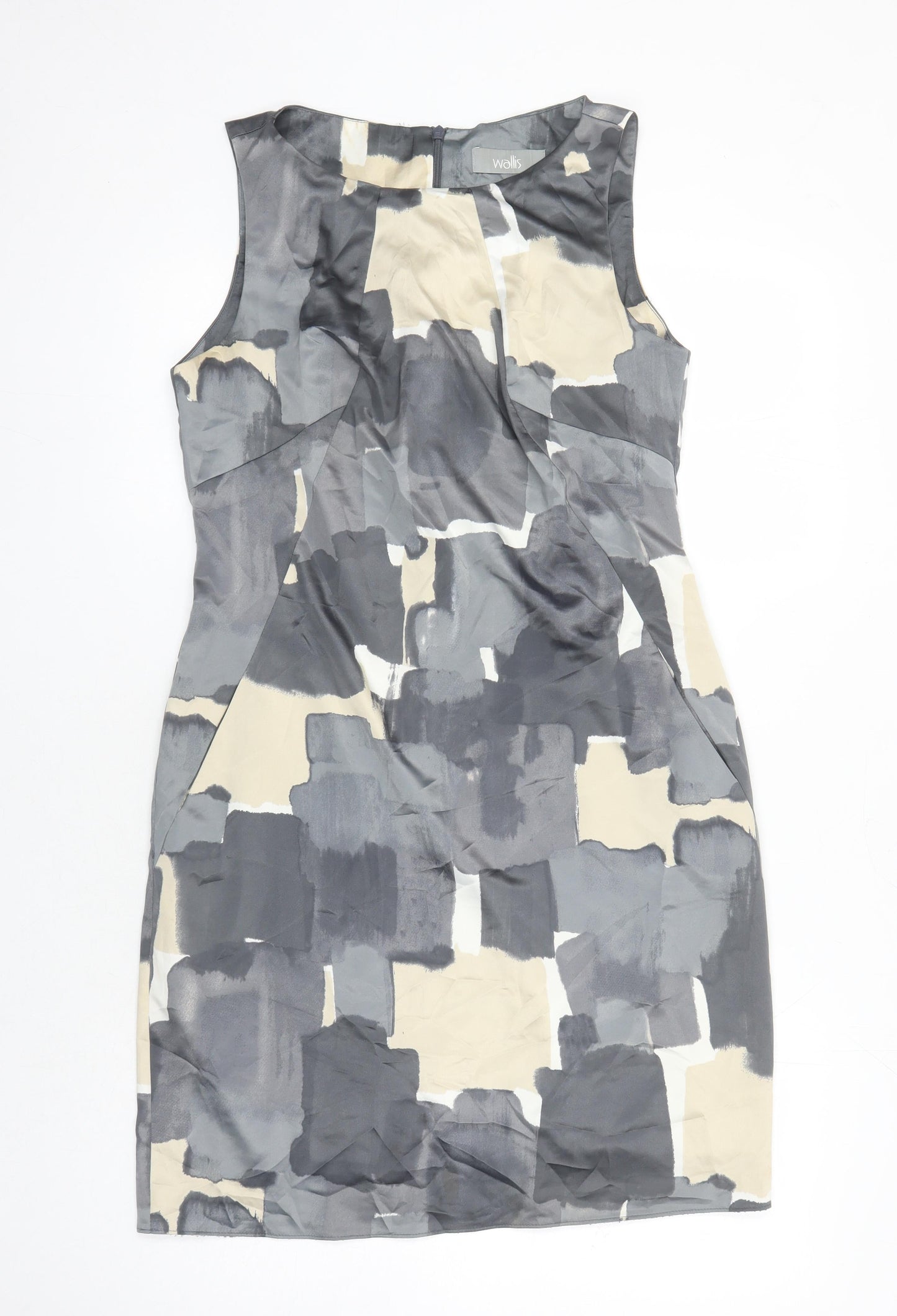 Wallis Womens Multicoloured Geometric Polyester Pencil Dress Size 12 Boat Neck