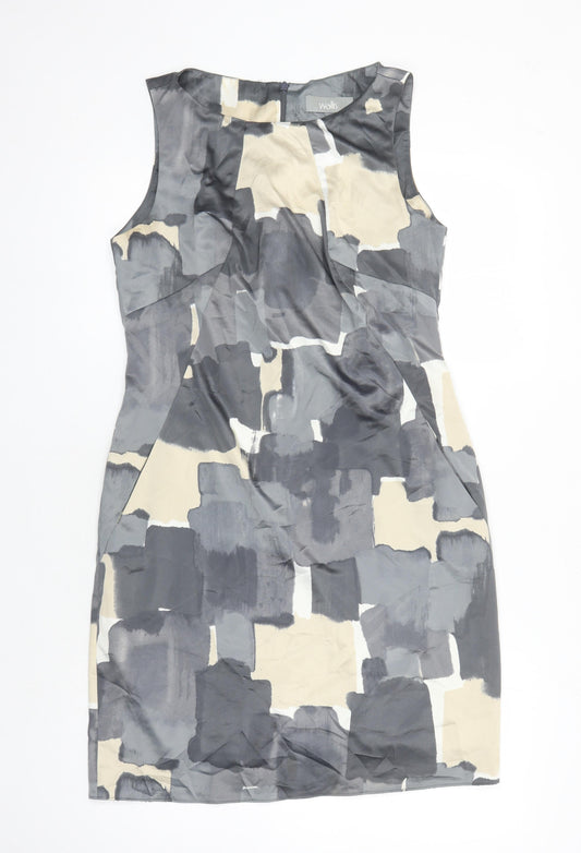 Wallis Womens Multicoloured Geometric Polyester Pencil Dress Size 12 Boat Neck