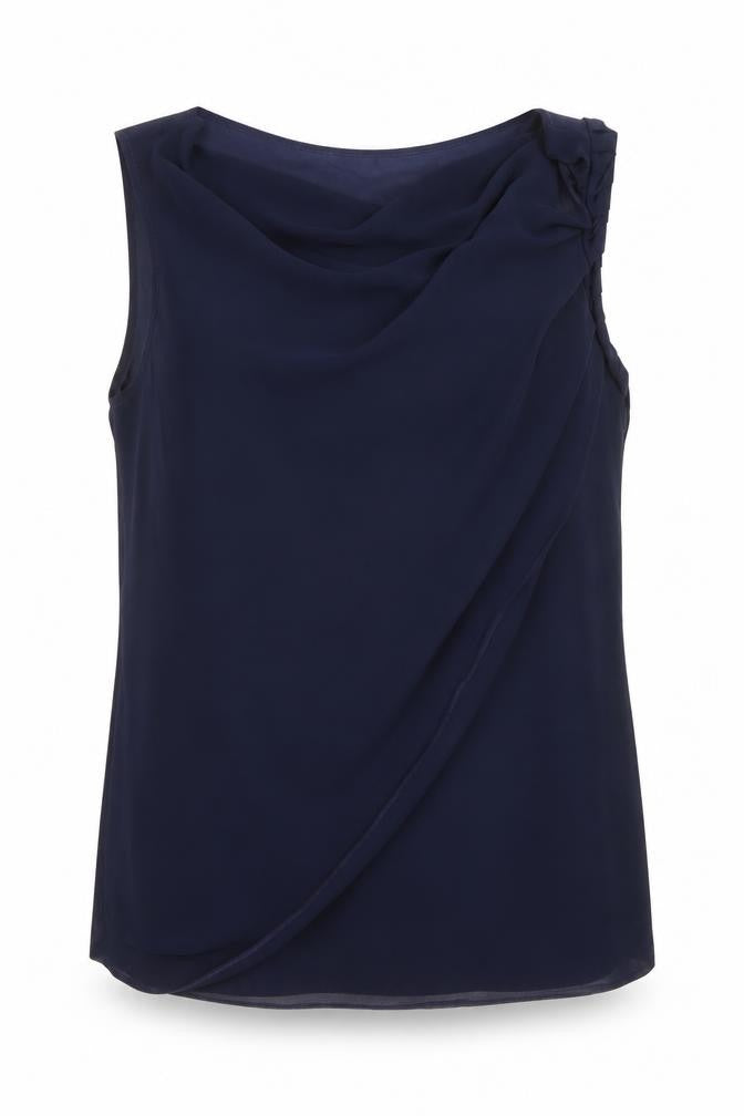 Marks & Spencer Womens Blue Polyester Tunic Blouse Size 16 Boat Neck