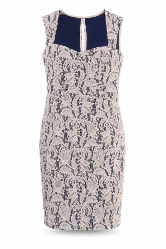 Next Womens Multicoloured Polyester Pencil Dress Size 10 Sweetheart Zip - Lace Overlay