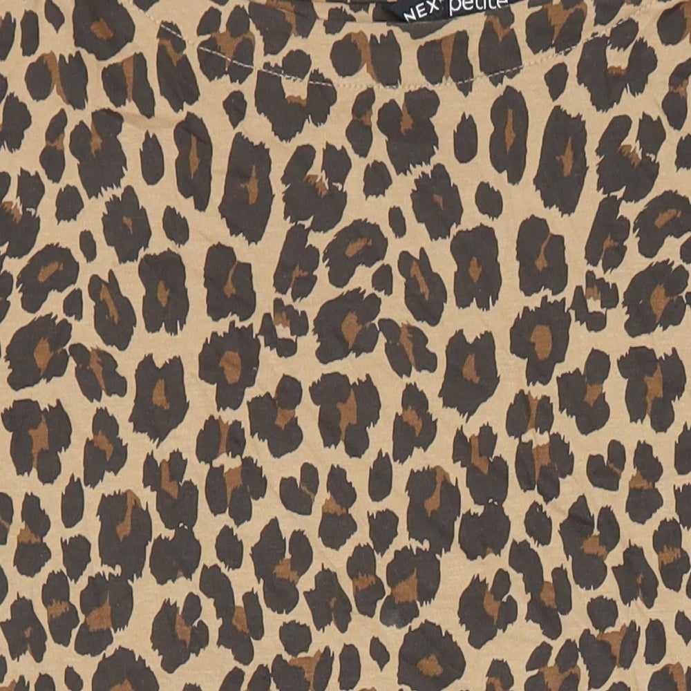 NEXT Womens Ivory Animal Print 100% Cotton Tunic T-Shirt Size 6 Boat Neck